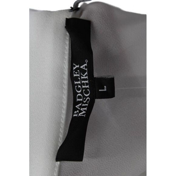 Badgley Mischka Womens One Shoulder Sleeveless Asymmetric Blouse White Size L - Picture 4 of 6